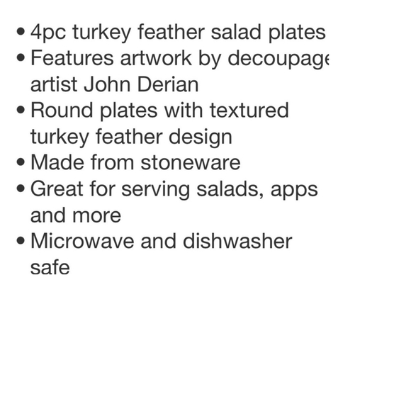 John Derian NWT 4pc Stoneware Feather Salad Plates in Blue - Picture 4 of 6